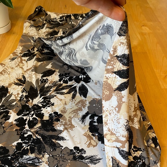 Connected Apparel Cap Sleeve Mock Wrap Dress gray leaf - Picture 12 of 16